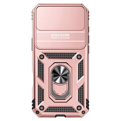 for iPhone Air Case, with Slide Camera Cover HD Screen Protector [Military Grade 16ft. Drop Tested] Ring Holder Kickstand Protective Phone Case for Apple iPhone Air 2025, Rose Gold - color: Rose Gold w/ Slide Camera 2nd gen. Military Grade