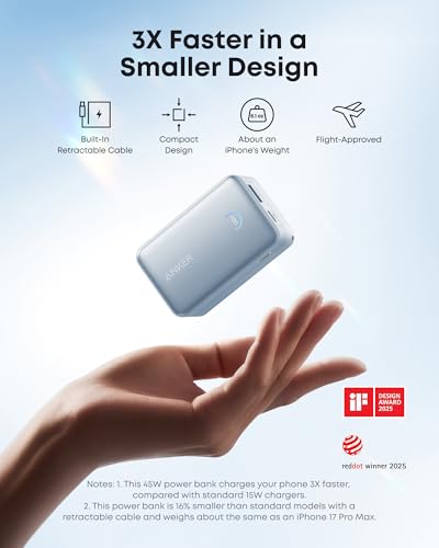 Anker Nano Power Bank, 45W 10,000mAh Portable Charger, iPhone Battery Pack (Blue) - color: Blue
