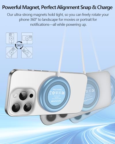 NANAMI Magnetic Wireless Charger Pad with 20W PD Adapter for iPhone - color: Blue