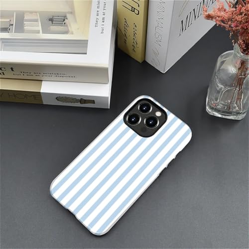 Compatible with iPhone 13 Pro Case,Glossy 2-in-1 Sleek All-Inclusive Dual-Layer Material Soft TPU + PC Back for Blue Stripes Geometric Pastel Summer Beach - color: Blue Stripes Geometric Pastel Summer Beach-Glossy, size: iPhone 13 Pro