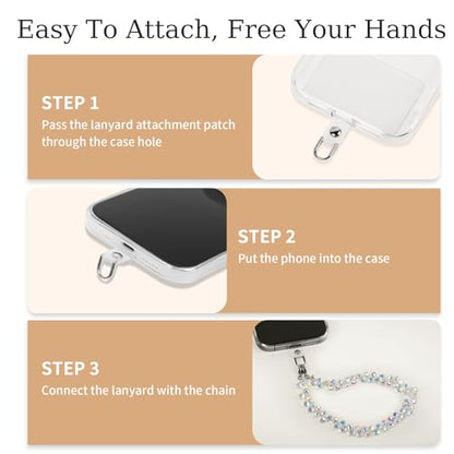 Phone Charm Detachable Metal Cellphone Wrist Strap for Women Girls, Cell Phone Lanyard - color: Bb-white