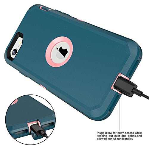 MXX Case for iPhone SE 2020 / SE 2022 Heavy Duty Protective Case with Screen Protector, Rugged Rubber Shockproof Protection Cover & Rotating 360 Degree Belt Clip SE 3rd/2nd Gen(Tuscan Teal/Light Pink) - color: Tuscan Teal/ Light Pink