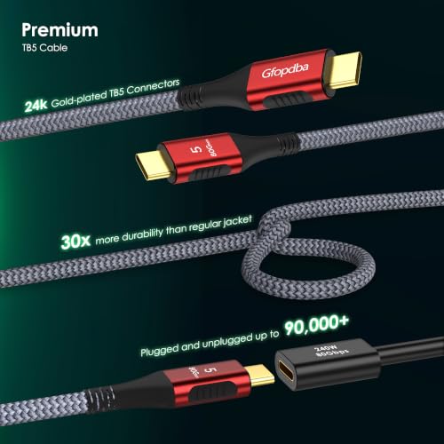 Thunderbolt 5 Cable 1FT Compatible, 80Gbps, 120Gbps Bandwidth, PD 240W, 8K@165Hz, 4K@540Hz, USB4 2.0 USB C Video Display Cable for Thunderbolt 4, iPhone 17, SSD, Mac mini M4 / M4 Pro, MacBook Pro - size: Straight 1FT
