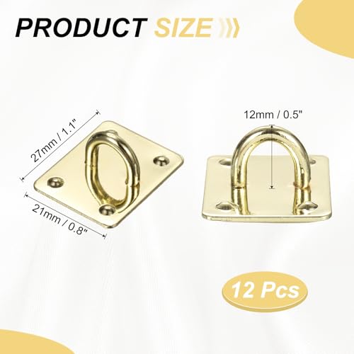 PATIKIL Metal Phone Charm Hook 1.1", 12Pcs Adhesive Square Shaped Phone Finger Grip Hook Smartphones Keychain Ring Charm Loop for DIY Tablet Case Accessories, Gold - color: Gold