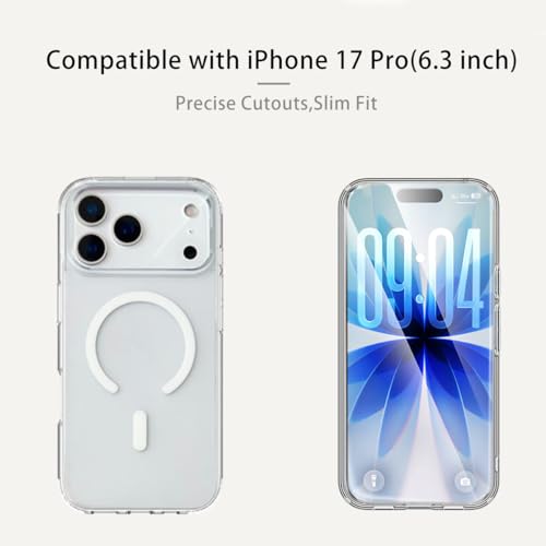 TOPF&B Magnetic Case Compatible with iPhone 17 Pro,Compatible with Magsafe,Anti-Yellowing Cover,Transparent Screen Protector,Clear Case for iPhone 17 Pro,Crystal Clear - size: iPhone 17 Pro Magsafe Case