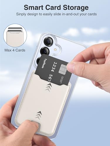 TopMade for MagSafe Wallet, 4 Cards Holder, Strongest Magnetic Phone Wallet - color: White