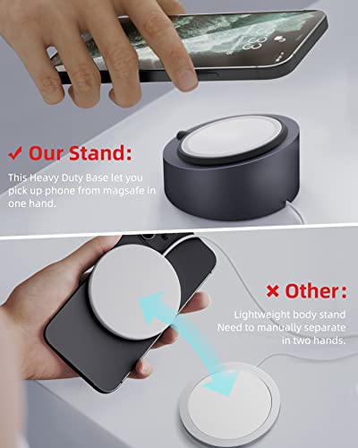Stouchi Mag- Safe Charger Stand for 25W/15W MagSafe Charger Heavy-Duty Premium Metal Holder Base Desktop Tablet Mount for iPhone 17/16 Pro /16/15 Pro/15/14/13/12 -Grey - color: Grey