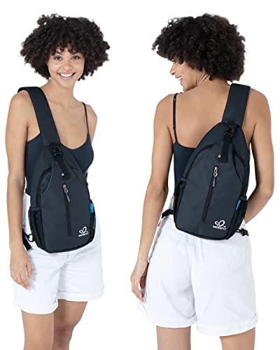 WATERFLY Crossbody Sling Backpack Sling Bag Travel Hiking Chest Bag Daypack | Additional Triangular Strap,Skin-Friendly Shoulder Strap,,Multi-compartment storage,Water-resistant,Breathable back pad - color: Pure Black(other Style)