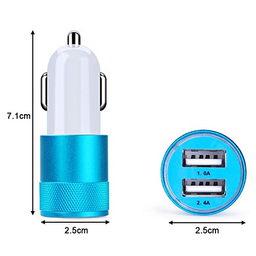 Car Charger, Sicodo 3.4A 2 Pack USB Smart Port Charger - color: Blue