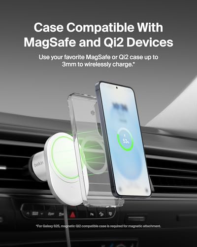 Belkin 15W MagSafe-Compatible Wireless Car Charger, Vent Mount - style: Charging Mount
