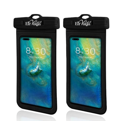 2 Pack IPX8 Waterproof Phone Pouch for iPhone 16/15/14/13 Pro Max Plus (7.2 Inch) - Swimming, Diving, Snorkeling, Snowproof - Touchscreen Friendly Underwater Photography Dry Bag (Black&Black) - color: Black&Black