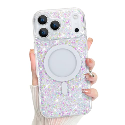 Bonoma for iPhone 17 Pro Case 2025 Bling Crystal -Sparkly Glitter | Sparkly Glitter Back, Magnetic Support for MagSafe Shockproof, and Clear High-Duty Protection for Girls Women - color: Sparkly Glitter, size: iPhone 17 Pro