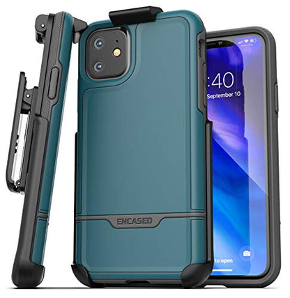 Encased iPhone 11 Belt Clip Holster Case (2019 Rebel Armor) Heavy Duty Protective Full Body Rugged Cover with Holder (Turquoise Blue) - color: Blue, size: iPhone 11