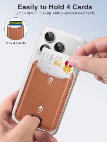TopMade for MagSafe Wallet, Strongest Magnetic Phone Wallet, 4 Cards Holder - color: Brown