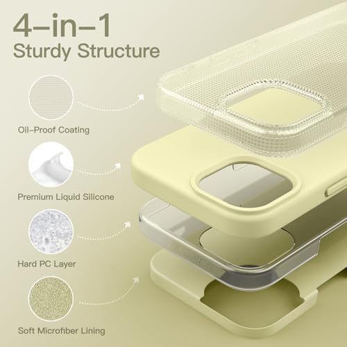 JETech Silicone Case for iPhone 15, Yellow | Silky Soft Touch, Shockproof Protection, Scratch Resistant, Microfiber Lining - color: Yellow, size: iPhone 15