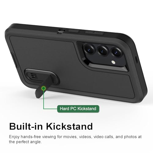 for Samsung Galaxy S26 Case, Heavy Duty Shockproof Phone Case with Built-in Kickstand + Screen Protector [Black/Black] - size: for Galaxy S26