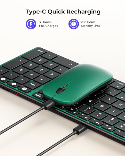 seenda SKM64-2 Bluetooth Keyboard and Mouse Combo for Mac, MacBook and iPad - color: Black & Green