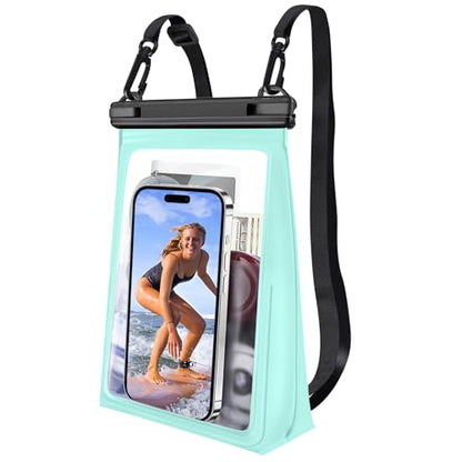 PEDVSTY Large Waterproof Phone Pouch with Sealing Strip, Floating Dry Bag | Expandable Space, Double Seals, IPX8 Waterproof Bag, Touch Screen, Fit All Phones, Kayak Pool Beach Cruise Essentials, Green - color: Green, size: Large (Up to 8.5")