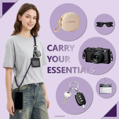 Adjustable Crossbody Phone Lanyard with Hanging Loops - color: Deep Purple