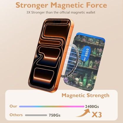 Compatible with Magsafe Wallet Magnetic Card Holder - Chemical Bookshelf Phone Wallets for Women Teen Girls Cute for iPhone 17/16/15/14/13/12 Series Slim for Apple Mag RFID Magnet,Fit 3 Cards - color: Chemical Bookshelf