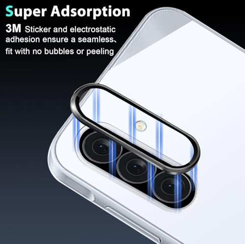 Zeking (2 Set for Samsung Galaxy A36 5G Camera Lens Protector, Scratch-Resistant HD Clarity Ultra-Thin 9H Tempered Glass with Aluminum Edging, Individual Metal Lens Cover (Black) - color: Black