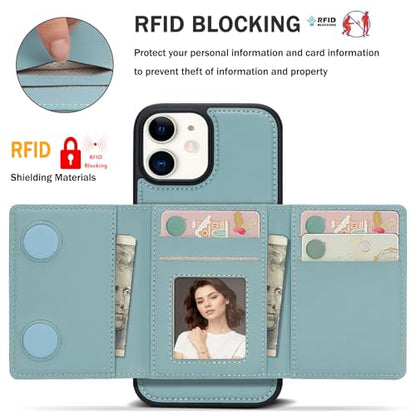 for iPhone 11 Wallet Case, 2-in-1 Detachable Phone Case, Card Holder RFID Blocking, Fashionable Faux Leather Card Slot & Folding Design (Blue 6.1'') - color: Blue, size: iPhone 11