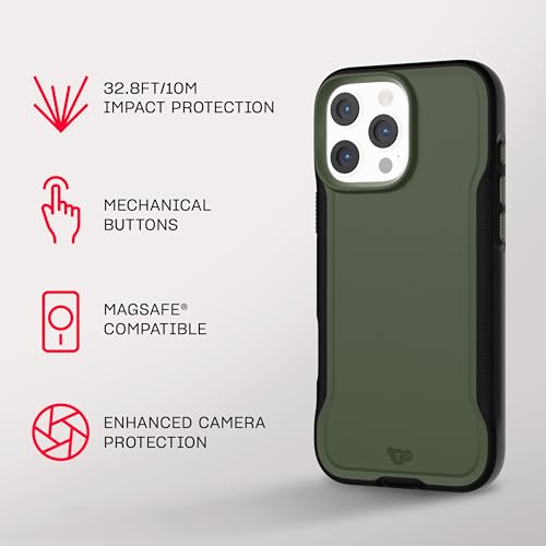 Tech21 EvoPro for iPhone 16 Pro Max Compatible with MagSafe - Impact Protection Case 21x Military Standard Tested - in Khaki/Black - color: Khaki/Black, size: iPhone 16 Pro Max