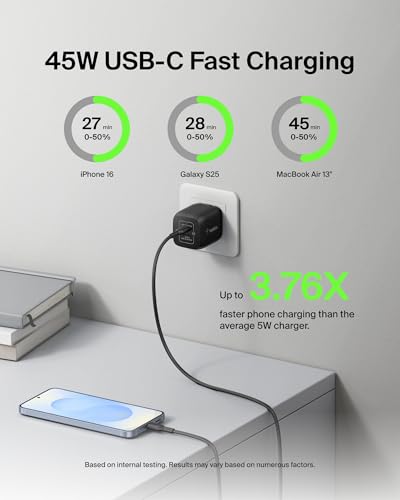 Belkin 45W Dual GaN USB C Charger Block, 2 Pack, Fast Charging - style: 45W Black 2-pack