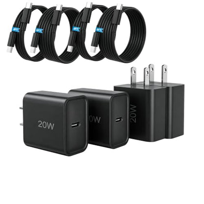 i Phone 17 Charger Fast Charging,USB c Charger,wall Charger with 6ft Cables (Black, 4ft and 6ft) - color: Black, size: 4ft and 6ft