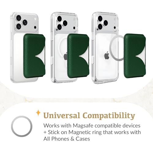 Luner - Eco Leather Magnetic Side-Access Card Wallet Compatible with Magsafe - [for iPhone 16, 15, 14, 13, 12 series] - [Holds 2 cards] - Leafy Green - color: Leafy Green, style: Side-access