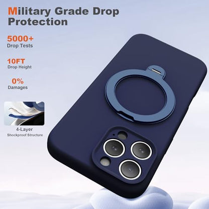 Case for iPhone 16 Pro with 360°Spin Stand,6.3" Dark Blue | Magnetic 360°Spin Stand,Compatible with Mag-Safe,Soft Silicone 16 Pro Case - color: Dark Blue, size: Iphone 16 Pro