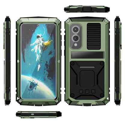 Simicoo for Samsung Galaxy S25 FE Metal Military Heavy Duty Case, Metallic Bumper Shockproof Dustproof Rugged Tough with Stand Screen Protector Camera Control Full Body Drop Protective Cover (Green) - color: Camouflage