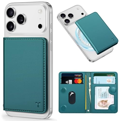 TUCCH Magnetic Wallet for Magsafe iPhone, 6 Card Holders, Teal Green | for iPhone 17/17e/16/15/14/13/12 Pro/Pro Max/Plus, Flip Card Case with RFID Blocking, Clear ID Window, PU Leather - color: Teal Green