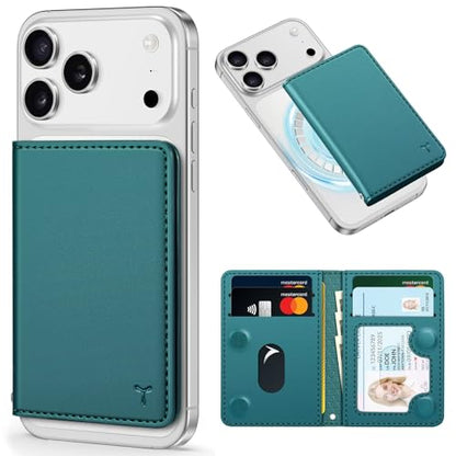 TUCCH Magnetic Wallet for Magsafe iPhone, 6 Card Holders, Teal Green | for iPhone 17/17e/16/15/14/13/12 Pro/Pro Max/Plus, Flip Card Case with RFID Blocking, Clear ID Window, PU Leather - color: Teal Green