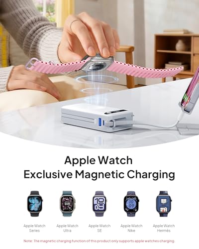 22.5W Fast Charging Portable Charger, 10000mAh Power Bank for Apple Watch - color: White