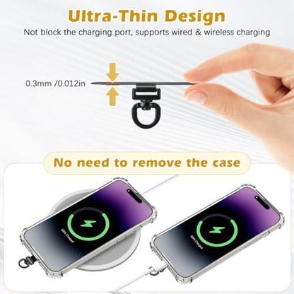 MoKo Rotatable 360° Stainless Steel Phone Tether Tabs - 6 Pack - color: Black*6Pack