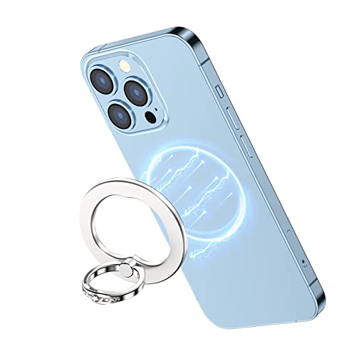 Magnetic Phone Ring Grip for MagSafe Phone Grip Finger Ring Holder Stand - color: Silver