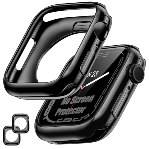 [2 Pack] Bumper Case for Apple Watch Series 9/8/7 41mm, Black - color: Black+Black, size: 41 mm Series 9/8/7