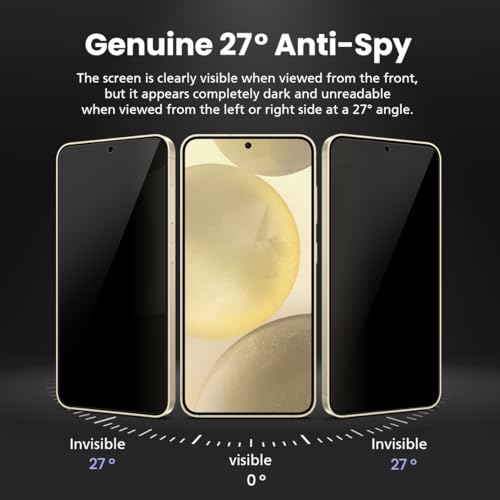 2 Pack Privacy Screen Protector for Samsung Galaxy S22 [27° Anti-Spy] Ultra Thin 9H Dual-Glass Coated PET Film [Fast Fingerprint Unlock] [Unbreakable] Scratch Resistant, Easy Install with Alignment Jig - size: Galaxy S22