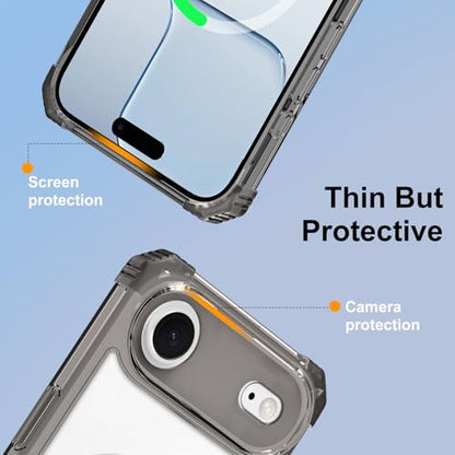 Clear Case for iPhone Air Case with Stand Compatible with MagSafe | Military Grade Heavy Duty Cover with 360 Rotatable Ring Kickstand -260417 - color: Clear Black, size: iPhone Air