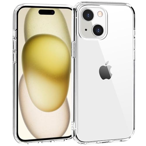 TENOC Phone Case Compatible with iPhone 15, Clear Case Anti-Yellowing Protective Bumper Hard Back Cover for 6.1 Inch - color: Clear Anti-Yellowing, size: iPhone 15