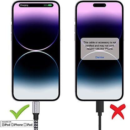 iPhone Charger, 3Pack 6FT Nylon Braided Lightning Cable Fast Charging Cord