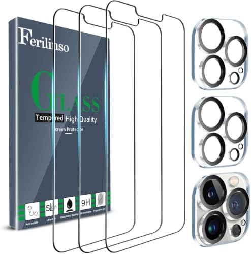 Ferilinso 3 Pack Screen Protector for iPhone 13 Pro, Tempered Glass, HD - size: iPhone 13 Pro 6.1 INCH