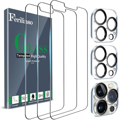 Ferilinso 3 Pack Screen Protector for iPhone 13 Pro, Tempered Glass, HD - size: iPhone 13 Pro 6.1 INCH