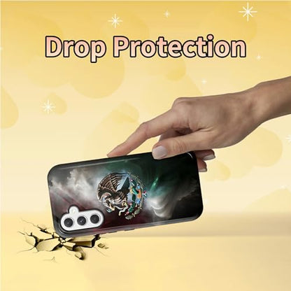 Mexican Eagle Phone Case for Samsung Galaxy S25, Dual Layer Shockproof Rugged Cover with Soft TPU + Hard PC, Anti-Scratch Slim Fit Wireless Charging Compatible - color: Mexican Eagle, size: 6.2" Galaxy S25
