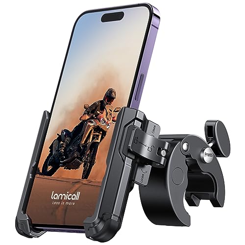 Lamicall Motorcycle Bike Phone Mount, 1s Lock Bike Phone Holder - color: Black