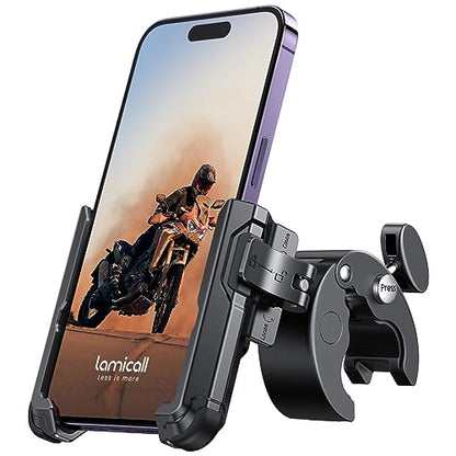 Lamicall Motorcycle Bike Phone Mount, 1s Lock Bike Phone Holder - color: Black