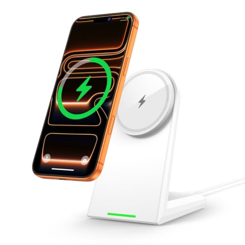 NANAMI 25W Wireless Charger Stand for iPhone 18/17/16 with Auto-Dimming LED - color: White