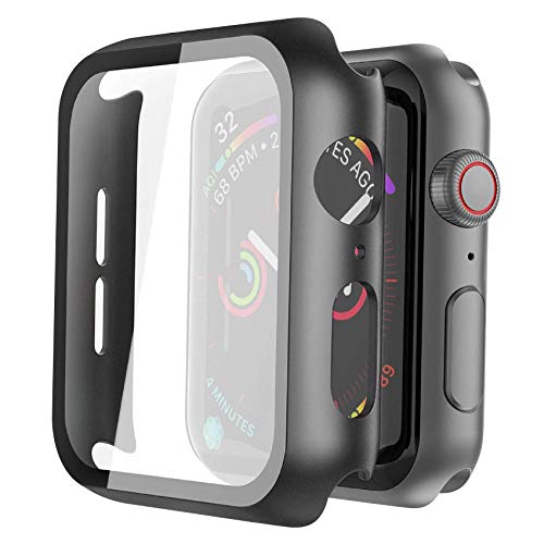 Misxi 2 Pack Hard PC Case with Tempered Glass Screen Protector Compatible with Apple Watch SE 3 (2025) SE 2 SE Series 6 Series 5 Series 4 40mm, Black - color: Black(2-Pack), size: 40mm (Se3/Se2/Se/6/5/4)