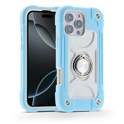 MARKILL Compatible with iPhone 16 Pro Max Case 6.9 Inch with Ring Stand, Heavy-Duty Military Grade Shockproof Phone Kids Cover for iPhone 16 Pro Max - color: Ice Blue, size: iPhone 16 Pro Max 6.9